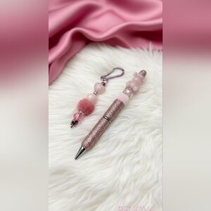 ​🌸 Sparkly Glitter Rhinestone Beaded Pen & Bag Charm Set 🌸
